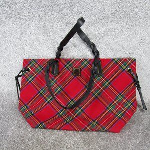 Dooey And Bourke Bag Tote Tartan Red Green Plaid Large